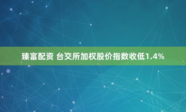 臻富配资 台交所加权股价指数收低1.4%