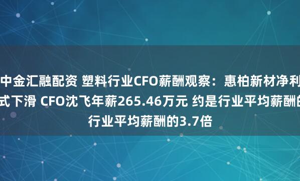 中金汇融配资 塑料行业CFO薪酬观察：惠柏新材净利润断崖式下滑 CFO沈飞年薪265.46万元 约是行业平均薪酬的3.7倍