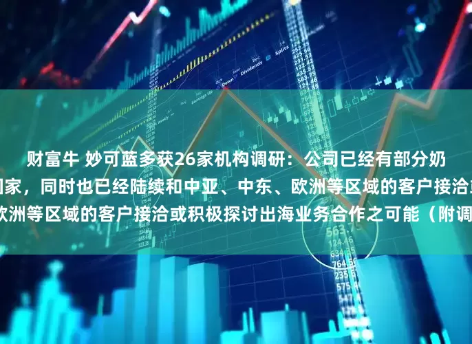 财富牛 妙可蓝多获26家机构调研:公司已经有部分奶酪产品出口到东南亚部分国家,同时也已经陆续和中亚、中东、欧洲等区域的客户接洽或积极探讨出海业务合作之可能(附调研问答)